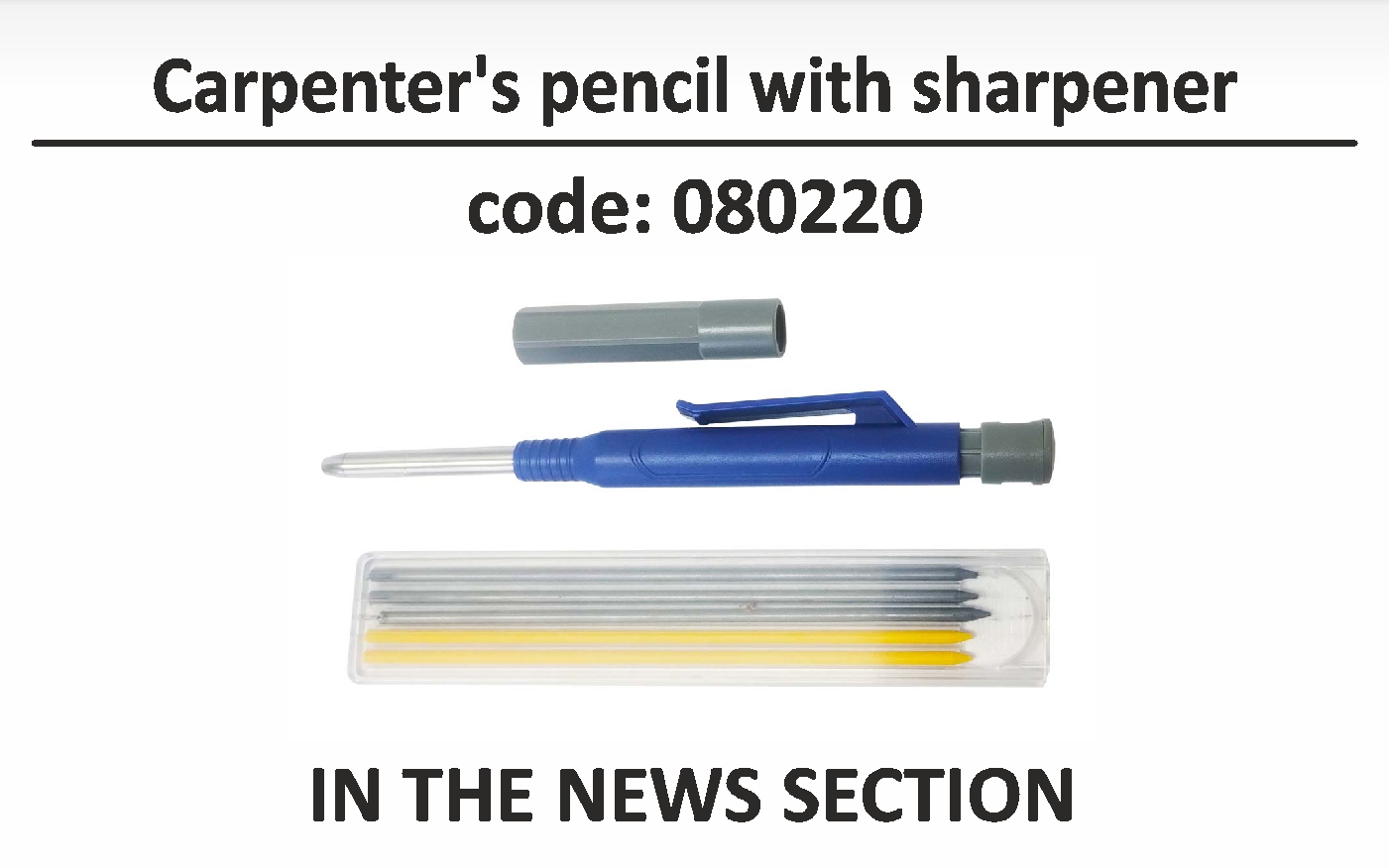 MAGG - Carpenter's pencil with sharpener - gray and yellow lead 2.8 mm