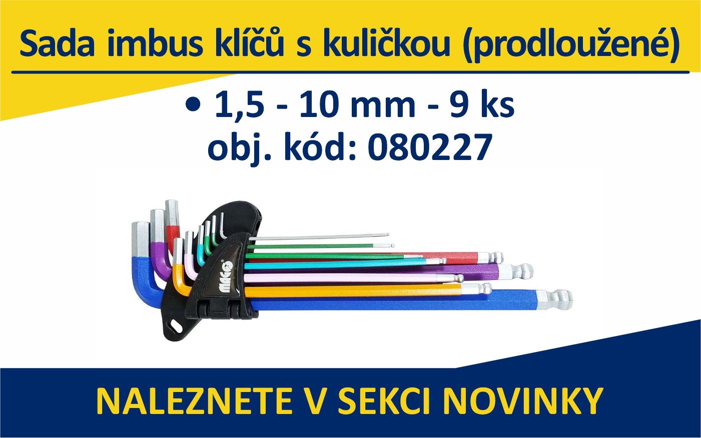 Sada imbus klíčů s kuličkou (prodloužené) 1,5 - 10 mm - 9 ks