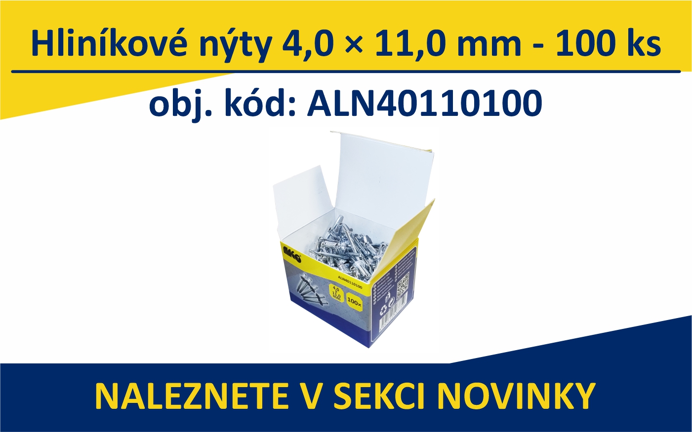 Hliníkové nýty 4,0x11,0mm - 100 ks