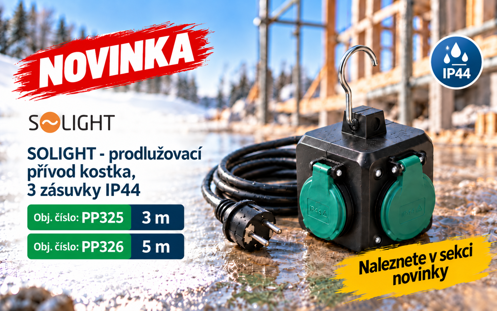 PP325, PP326 - SOLIGHT prodlužovací přívod kostka
