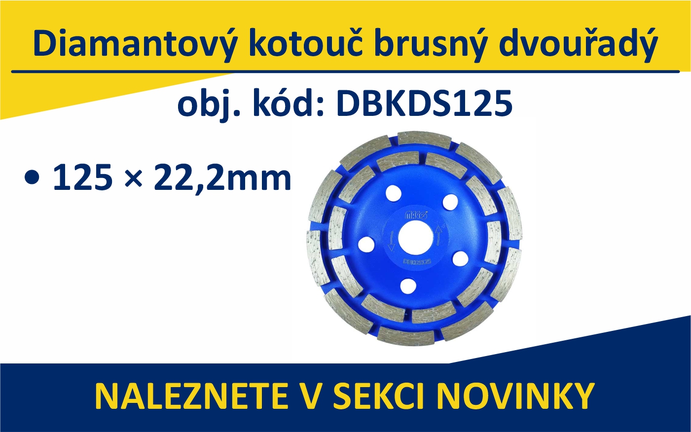 Diamantový kotouč brusný dvouřadý 125x22,2mm