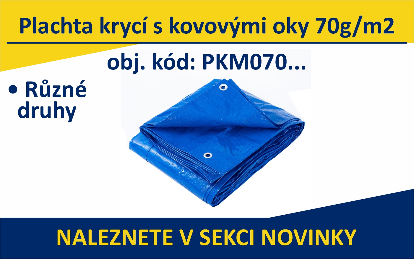 Plachta krycí s kovovými oky 70g/m2 - modrá