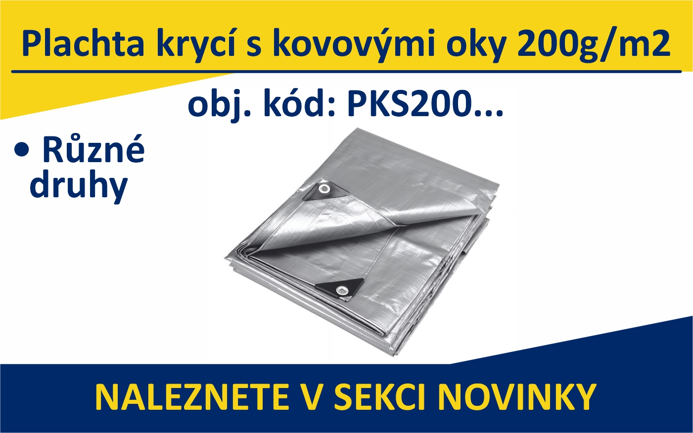 Plachta krycí s kovovými oky 200g/m2 - stříbrná