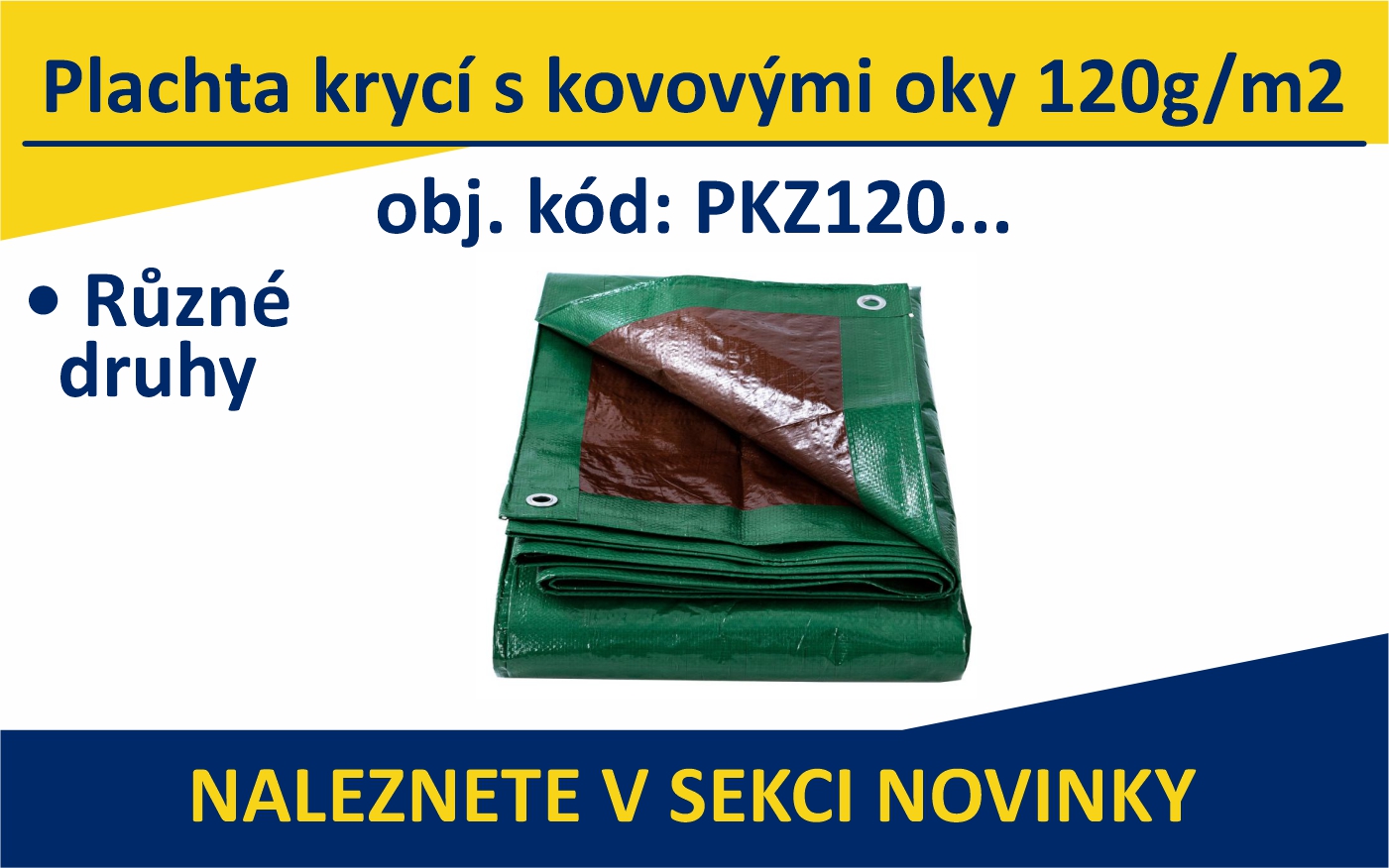 Plachta krycí s kovovými oky 120g/m2 - zelená