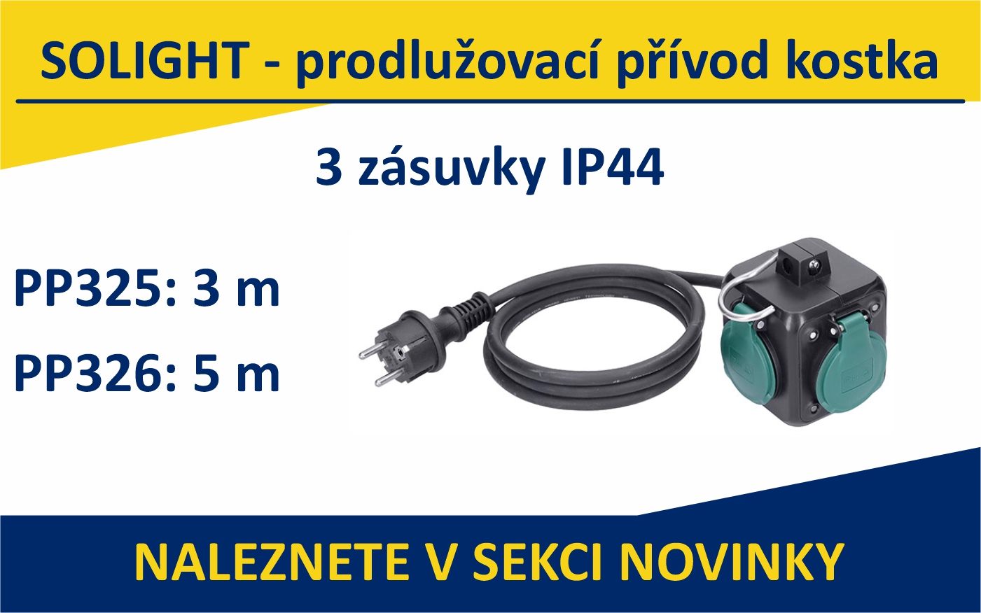 PP325, PP326 - SOLIGHT prodlužovací přívod kostka