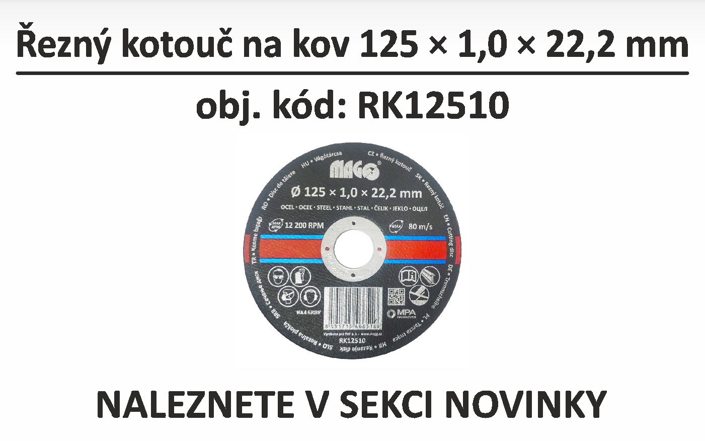 MAGG - Řezný kotouč na kov 125x1,0x22,2mm