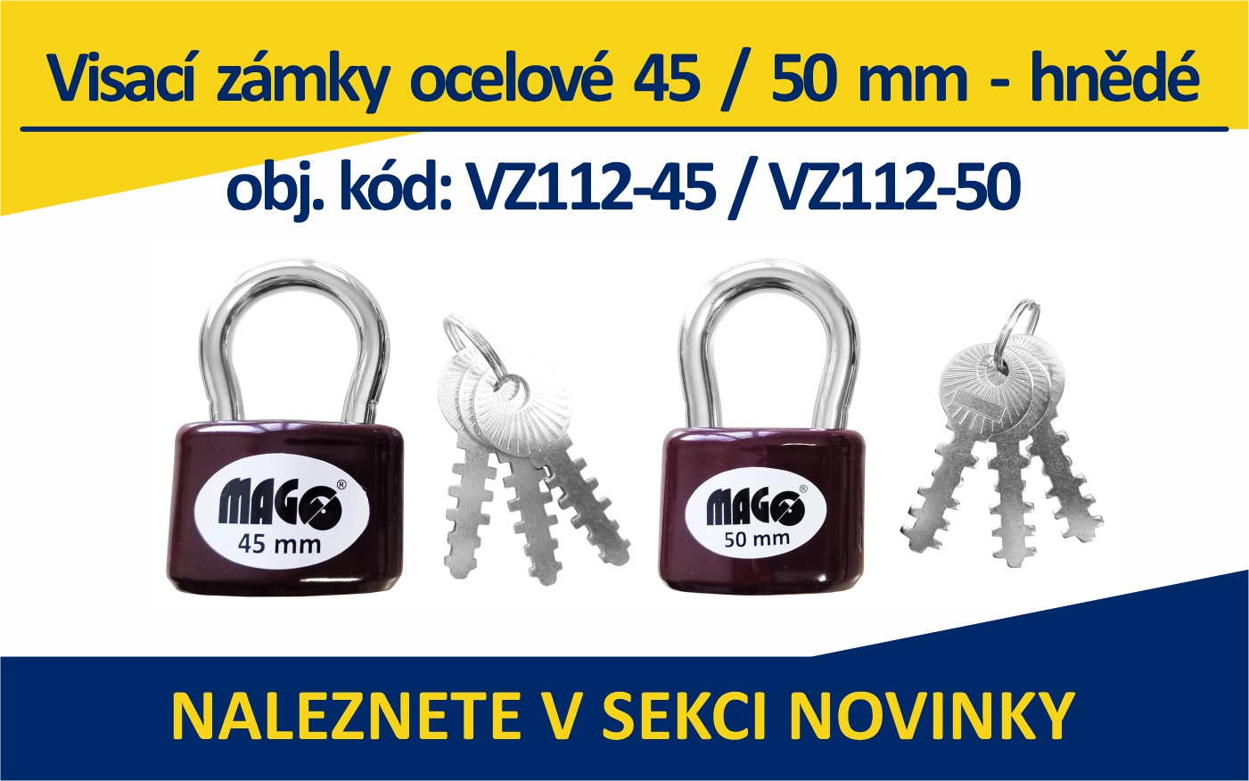 Visací zámek ocelový - hnědý