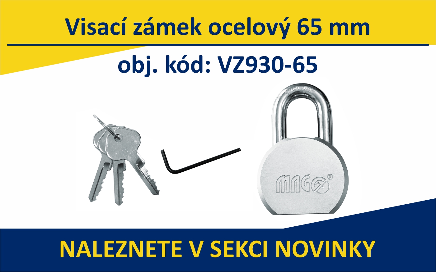 Visací zámek ocelový 65 mm