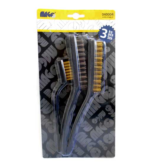 Set of hand brushes, plastic handle - 3 pcs