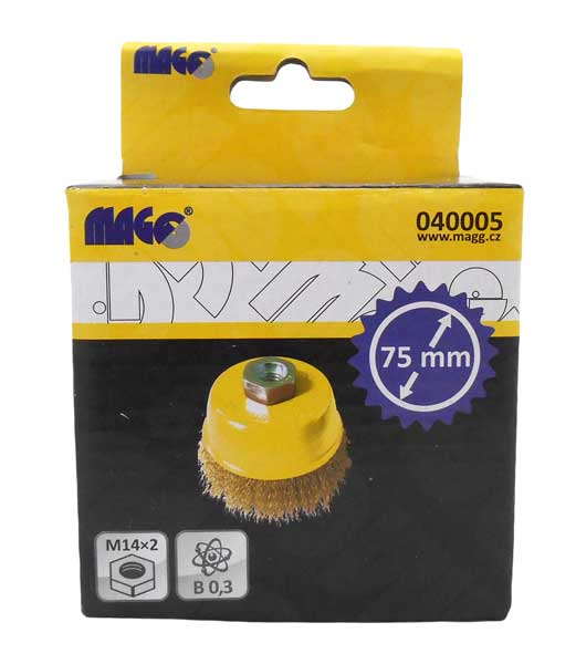 Straight-cup brush 75, wavy wire B 0,30, thread M14x2