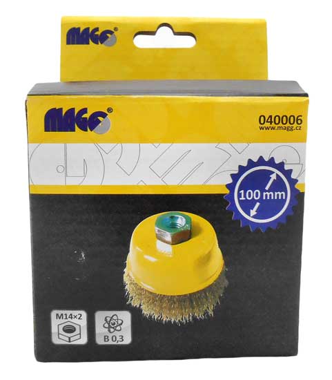 Streight-cup brush 100, wavy wire B 0,30, thread M14x2