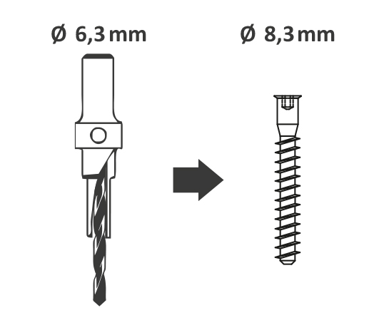 Countersink drill bit with hex key 6,3mm - 8mm shank