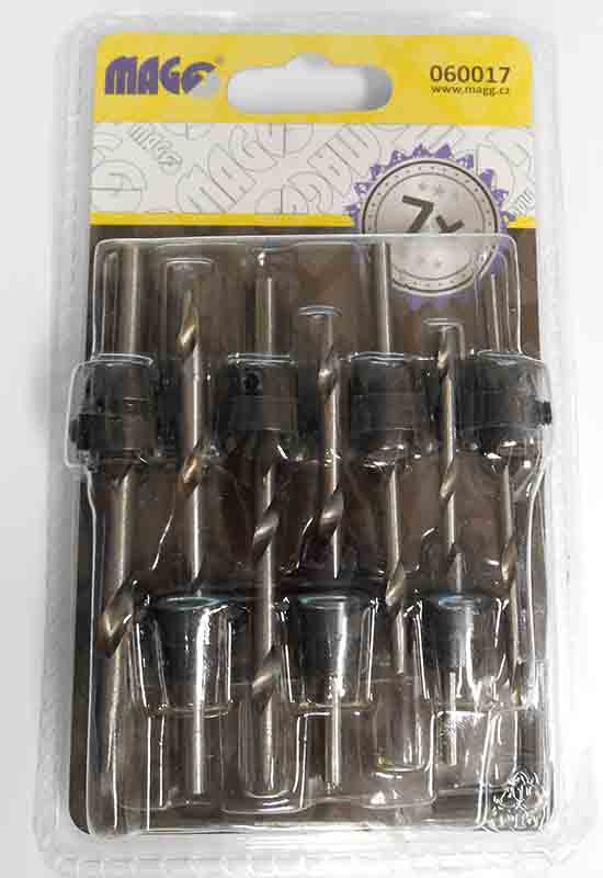 Wood drill bits with count. 7pcs set