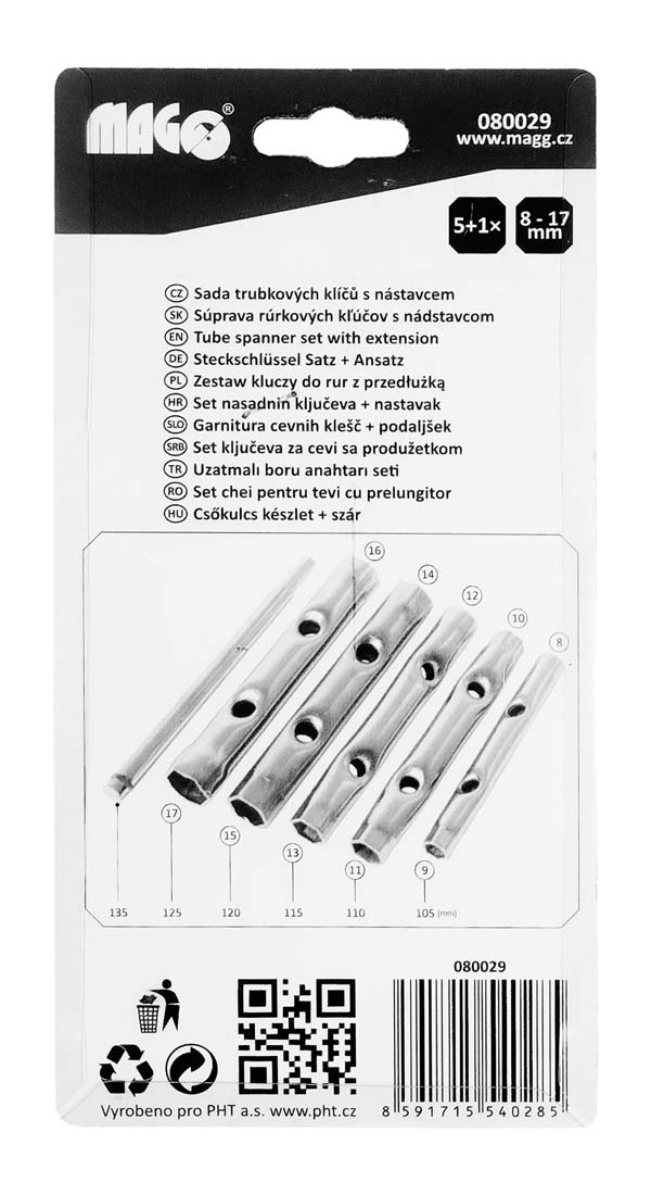 Tube spanner set (8-16) - 6pcs