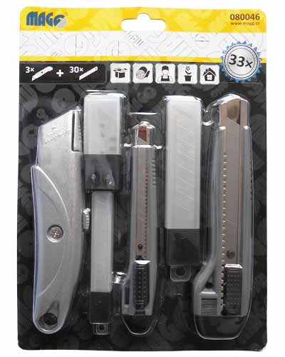 33pcs cutter set (3 knifes + 30 spare blades)