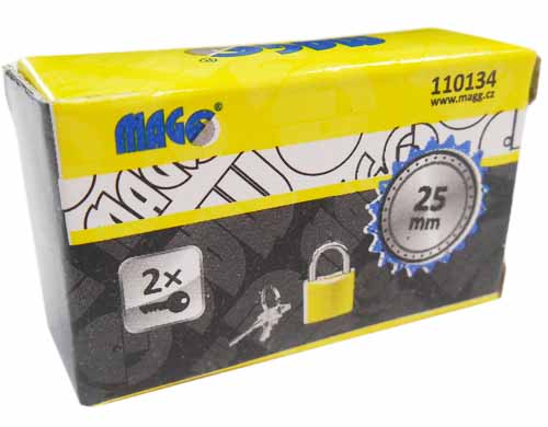 Golden painted padlock 25mm with 2 keys