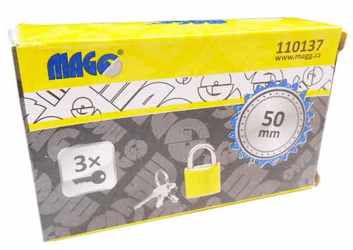 Golden painted padlock 50mm with 3 keys