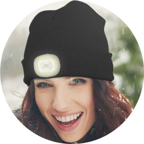 Beanie with LED light - black