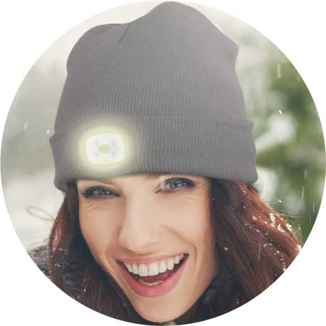 Beanie with LED light - grey