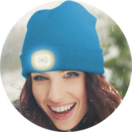 Beanie with LED light - blue