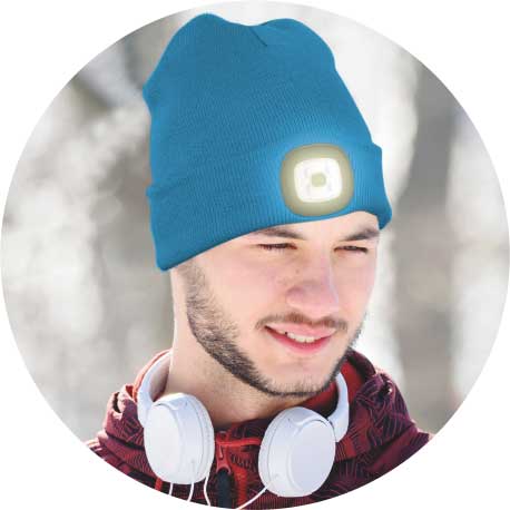 Beanie with LED light - blue