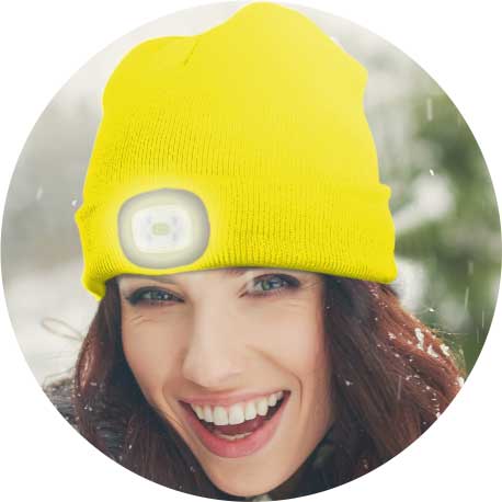 Beanie with LED light - neon yellow