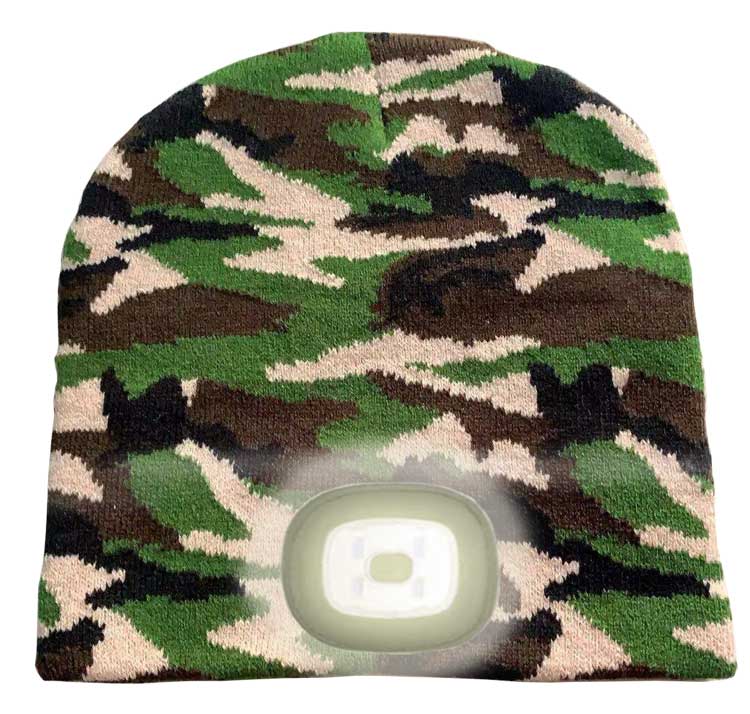 Beanie with LED light - camouflage