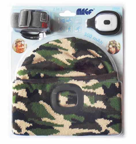 Beanie with LED light - camouflage