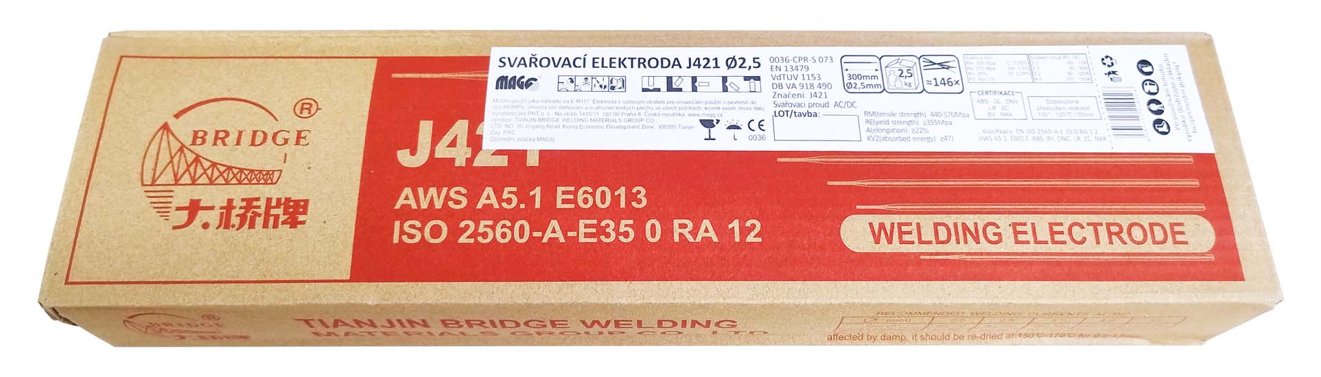 Rutile electrodes J421/2,5x300/2,5kg (M.U. kg)