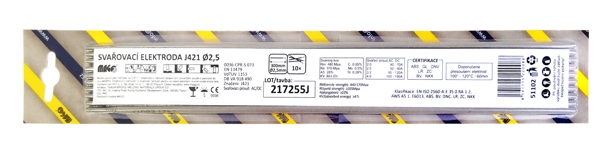 Rutile electrodes J421/2,5x300/10 pcs