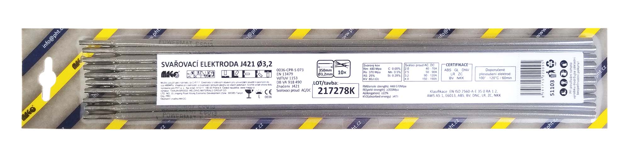 Rutile electrodes J421/3,2x350/10 pcs