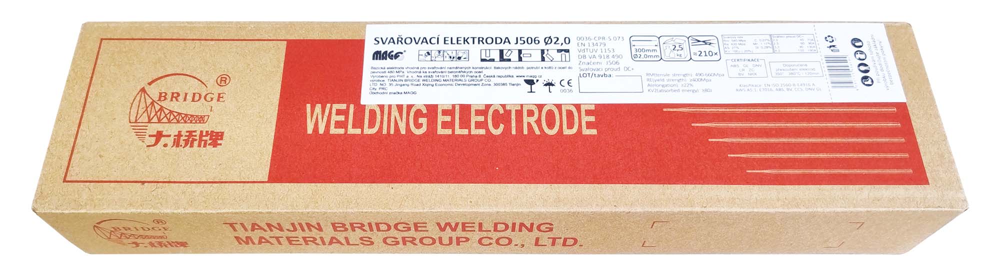 Electrodes J506/2,0x300/2,5kg (M.J. kg)