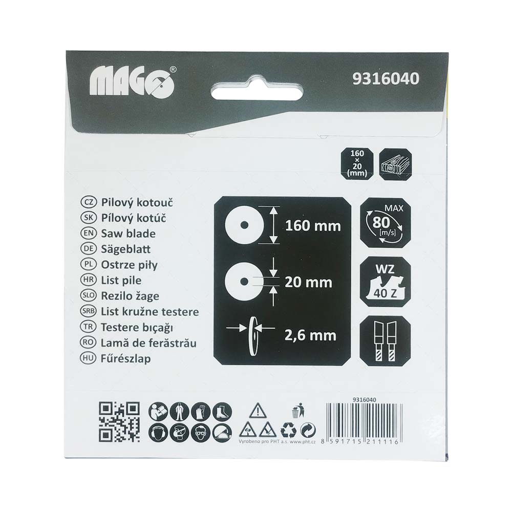 Circular - saw blade 160x2,6x20 / 40 - sloping