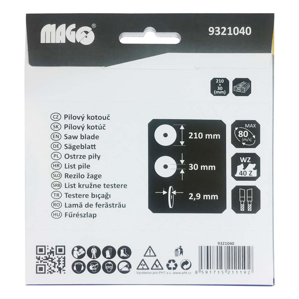 Circular - saw blade 210x2,9x30 / 40 - sloping