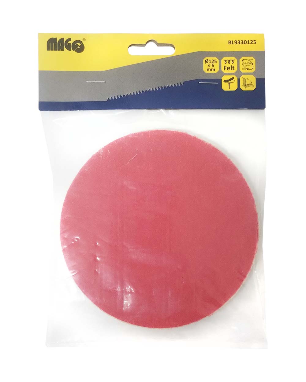 Felt polishing bonnet 125x6mm, velcro