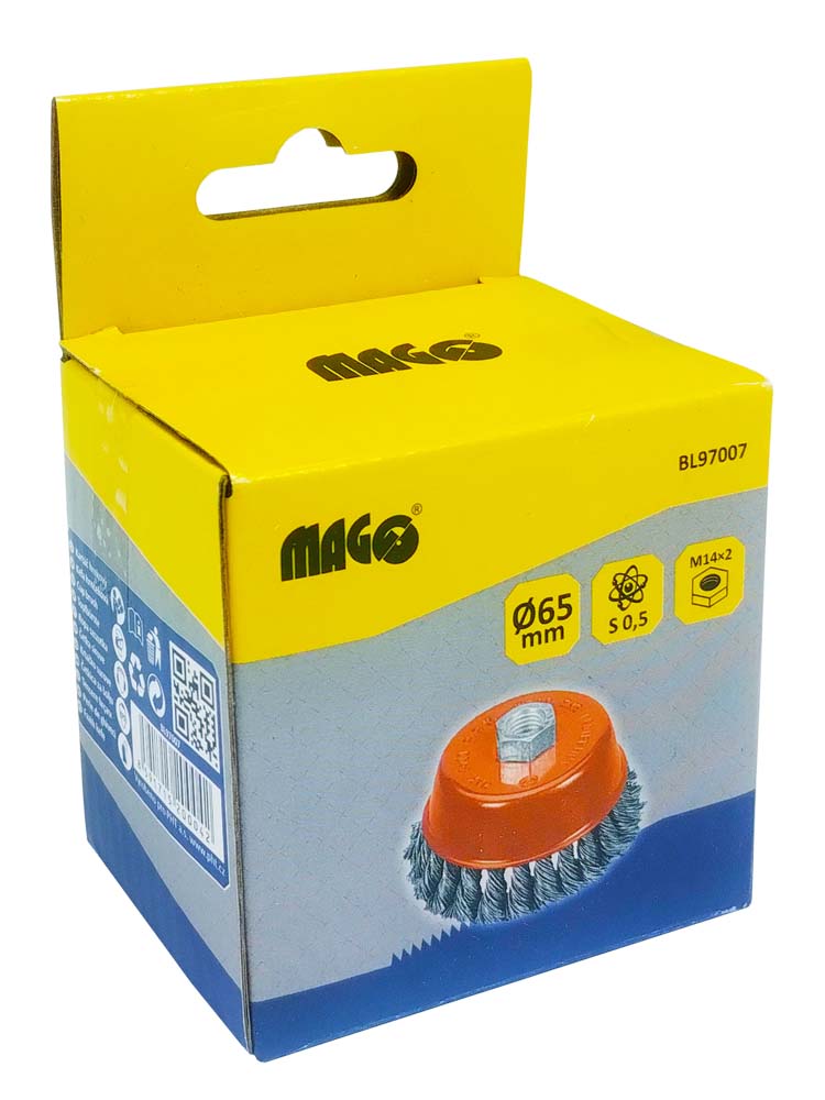 Straight-cup brush 65, twist wire S 0,50, thread M14x2