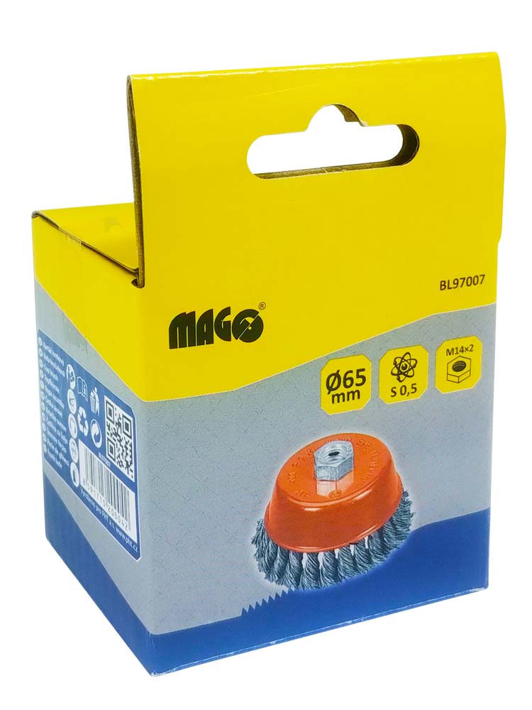 Straight-cup brush 65, twist wire S 0,50, thread M14x2