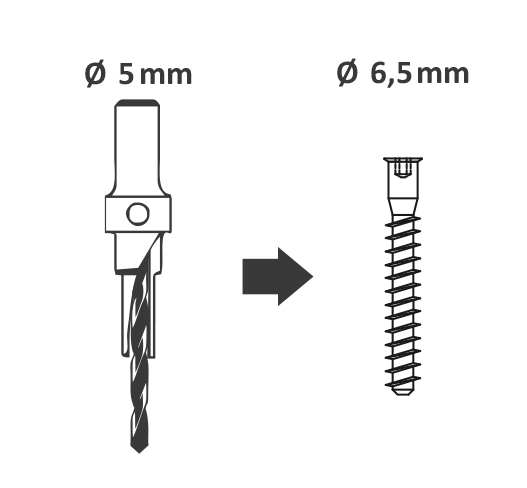 Countersink drill bit with hex key 5,0mm - 8mm shank