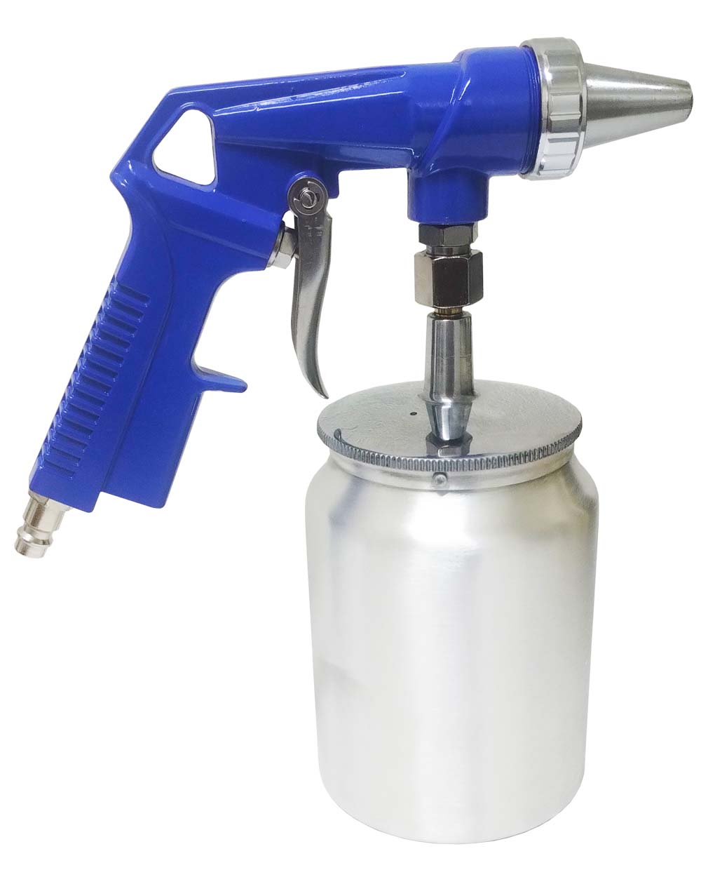 Sand-blasting gun with bottom metal container