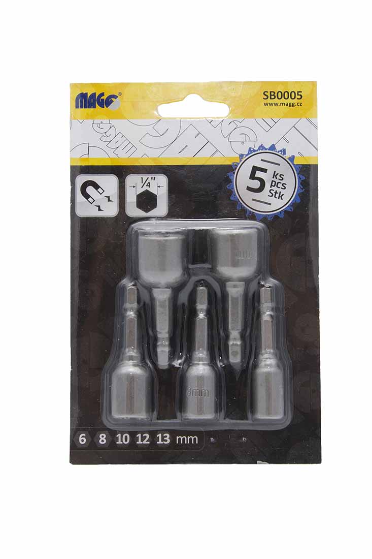 1/4“ magnetic tightening head set - 5pcs (6,8,10,12,13mm)