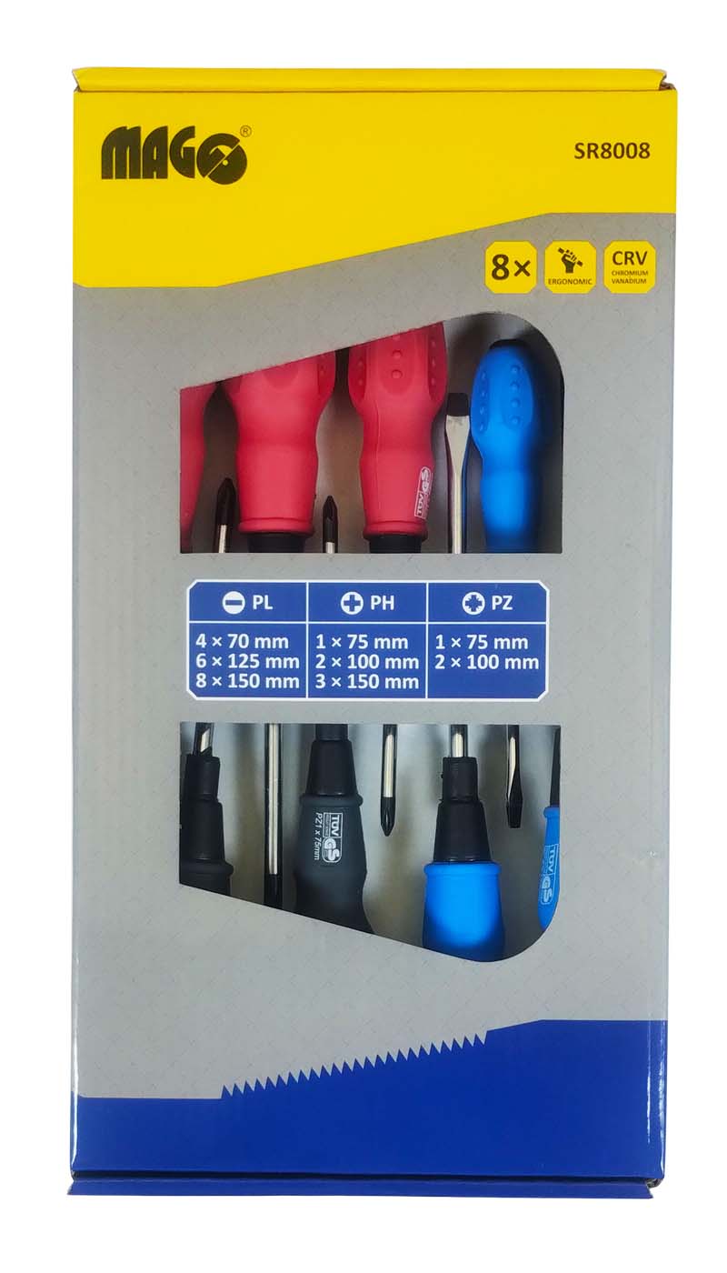 8 pcs set of screwdrivers  (3xPL,3xPH,2xPZ)