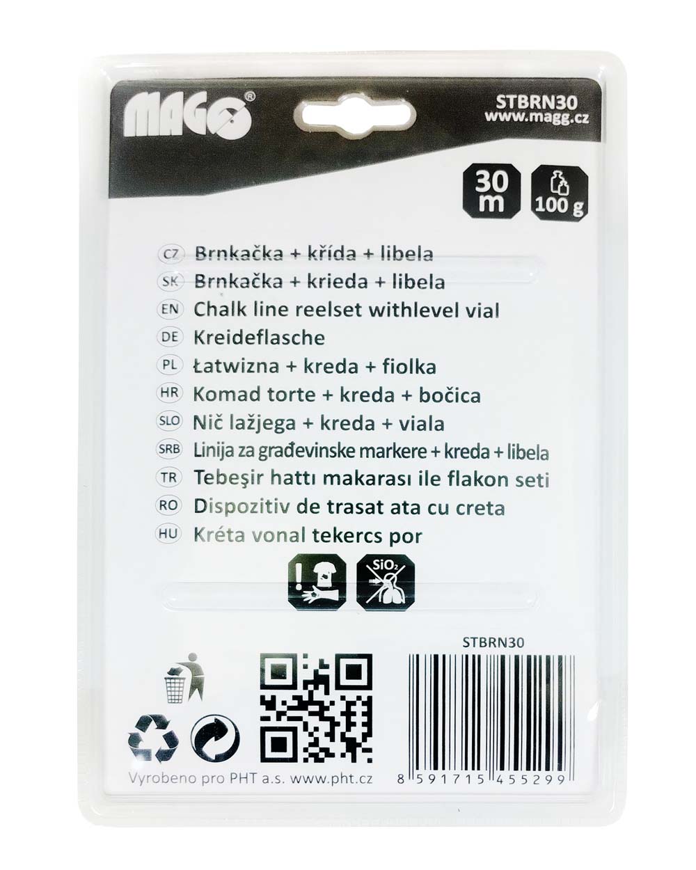 Chalk line reel + chalk 100g + vial