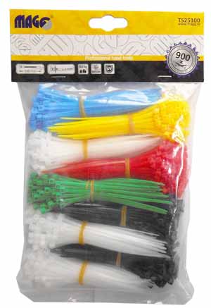 Cable ties, set, 2,5x100mm coloured/900pcs