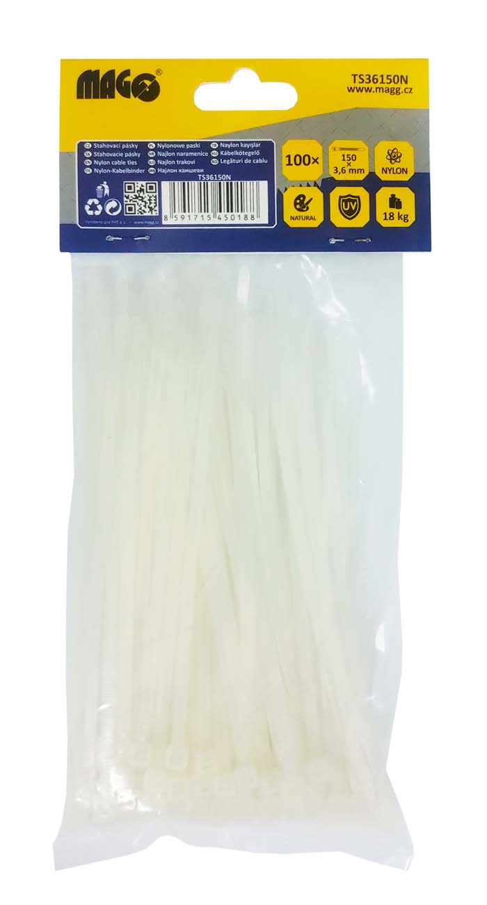 Cable ties 3,6x150mm natural/100pcs