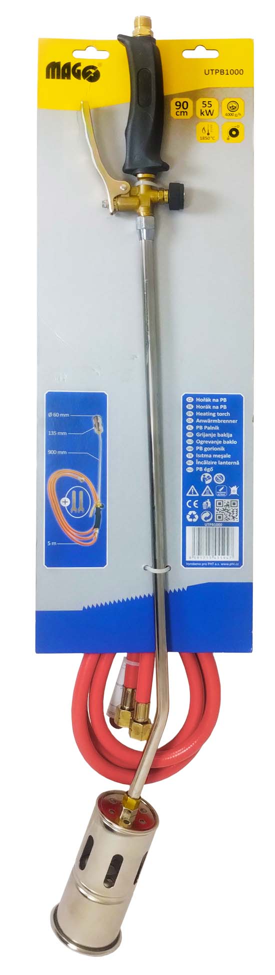 PB heating torch, 900 mm with 5m hose