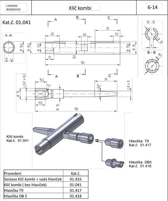 LIDOKOV - Universal switchboard key KOMBI 01.041