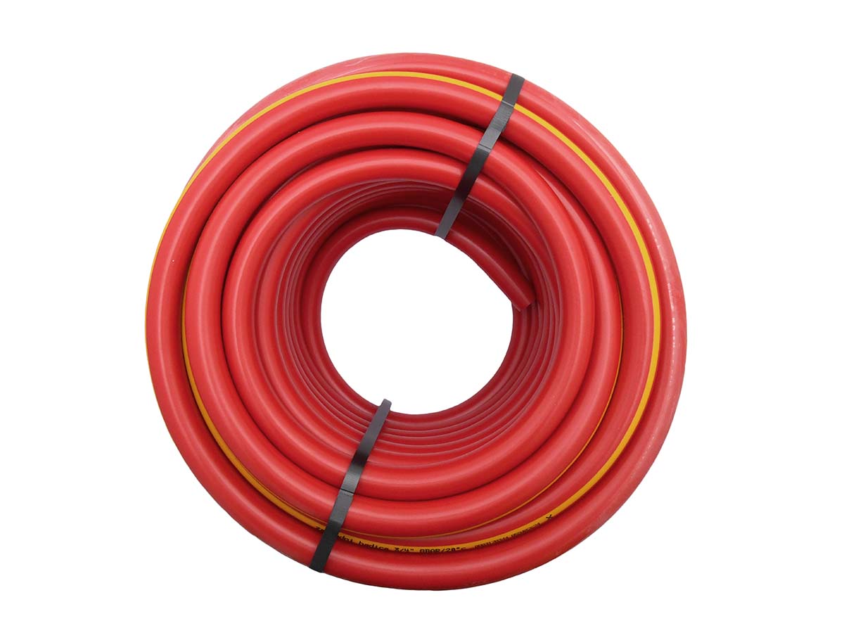 Garden hose red with yellow line 1" - 25m