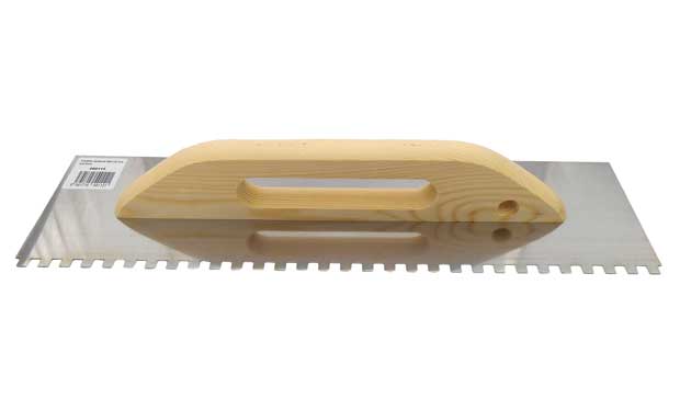 Chrome notched trowel 480x130mm tooth 6mm