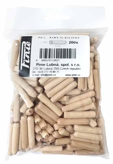 PINIE - Wooden furniture dowels 6x30mm - 200 pcs