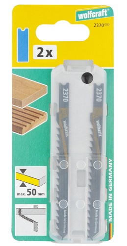 WOLFCRAFT - HCS Jigsaw Blades, U-shank, wood, fast rough cut 75mm, 2pcs